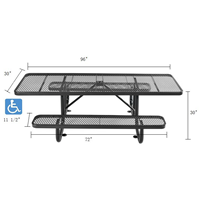 Table de jardin rectangulaire multifonctionnelle moderne OEM 96 pouces ADA, table à bière, à vin, à café en métal pour l'extérieur, deux bancs, utilisation scolaire, hôtelière
