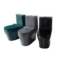 WC monobloc moderne en céramique multicolore pour salle de bain, cuvette de toilette dorée et blanche