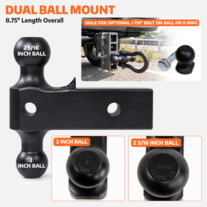 <span class=keywords><strong>Attelage</strong></span> de remorquage réglable de 7,5 pouces avec double <span class=keywords><strong>boule</strong></span> et verrouillage à pignon, robuste pour camions, VR et remorques - Product Image 3