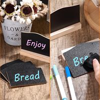Lot de 6 tableaux noirs de table avec base, cartes de 15x20cm, tableaux de messages pour mariage, fête et bar, support en bois pour menu