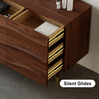 Commode en bois sur mesure de 55 pouces, style mid-century modern, avec 9 tiroirs en noyer