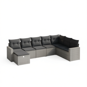 <b>Grey</b> Poly Rattan Garden Sofa Set Powder Coated Steel <b>Frame</b> 6 Seater Outdoor Furniture Contemporary Design Weather Resistant - Product Image 1