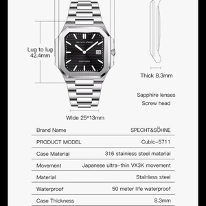 2025 New Hot Selling Ultrathin Cubic <b>Watch</b> for Men Quartz Wristwatch Sapphire Green Color Luminous Waterproof - Product Image 5