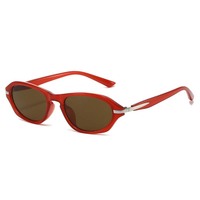 Lunettes de soleil œil de chat en métal Y2K, monture ovale fine effet matriciel, protection UV400, style rétro années 2000, pour femmes et hommes, vente en gros, logo personnalisé