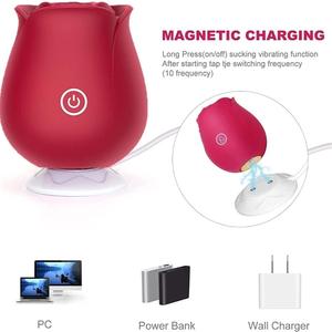 Vibrador Estimulante de Clítoris de Alta Calidad con Forma de Rosa, Potente y Portátil, Recargable por USB, Resistente al Agua IPX7 para Mujeres - Product Image 2