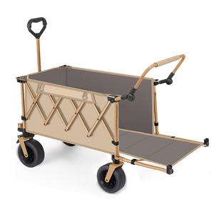 टेबल और सनछाता के साथ भारी शुल्क फोल्डेबल बीच पुल वैगन ट्रॉली को पुश रॉड के साथ पुश रॉड के साथ - Product Image 1