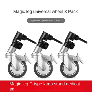 3個入りプロフェッショナル回転キャスターホイールセットヘビーデューティ写真用Cスタンド直径25mmユニバーサル回転ブレーキ付き - Product Image 2