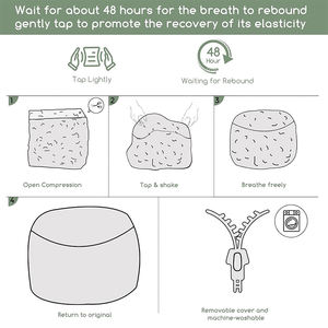 SUREWALHOME Poufs en fausse fourrure Repose-pieds rond Pouf avec mousse Chunk Remplissage Poufs de sol Repose-pieds pour salon - Product Image 6