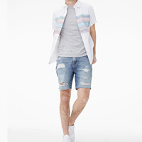 2021 Unisex Solid Button Breathable Super Fly Straight Denim Fitness Damage Washed Plus Size Jeans Shorts Wholesale Custom