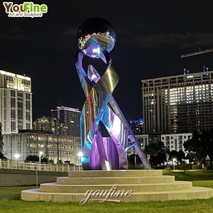 YOUFINE Grande Sculpture Abstraite Moderne en Acier Inoxydable de Luxe pour Décoration Urbaine Extérieure de Circulation Publique - Product Image 6