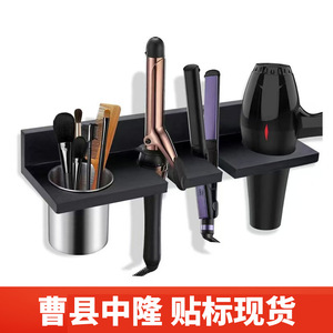 Organizador de secador de pelo de madera para montar en la pared, estante de madera maciza para herramientas de peinado con almacenamiento para uso en el baño del hogar - Product Image 3