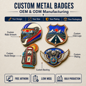 Badges émaillés personnalisés pour moto, voyage en moto, casque vintage, pompe à essence, moteur, épingles de revers - Product Image 4