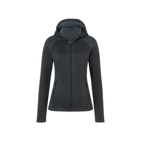 Ladies' Sporty Reversible Stretch Fleece Jacket with Satin Hood Quilted Snake Skin Leather Custom Logo Fur Decoration