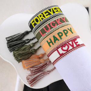 <span class=keywords><strong>Bracelet</strong></span> tendance en sangle colorée brodée en 3D avec breloque <span class=keywords><strong>PARIS</strong></span> tissée, cadeau pour les fans d'événements sportifs - Product Image 3