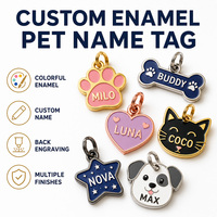 Pendentif en métal émaillé personnalisé OEM pour collier d'animal, plaque d'identification avec coordonnées, couleur unie, accessoire personnalisé pour animaux de compagnie