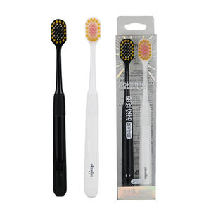 Oksmile – brosse à dents à poils souples, 2 pièces, brosse à dents manuelle pour adulte, haute qualité, couleur noir et blanc - Product Image 1