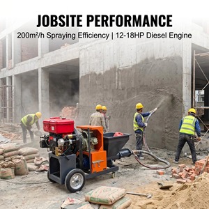 Petite pompe à mortier diesel portable avec roues pour le projection de ciment et le plâtrage des murs en béton - Product Image 1