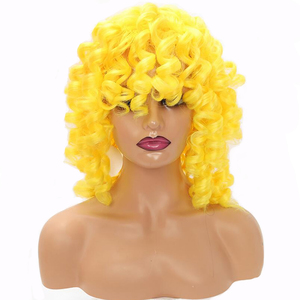 Giá Bán Buôn Tóc Giả Nữ Cosplay Tóc Xoăn Tự Nhiên Với Bangs Màu Vàng Điều Chỉnh Kích Thước Tóc Giả Toàn Bộ Tổng Hợp Châu Phi - Product Image 1