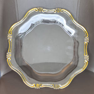 Placa de carga dorada con volantes redondos de plástico de 13 pulgadas PARA CENA con diseño de arrecife <span class=keywords><strong>Flora</strong></span> para decoración de fiesta de boda - Product Image 1