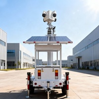 Remorque de surveillance solaire CCTV avec caméra 360° °   Caméra PTZ rotative, installation facile, surveillance sans fil pour la sécurité extérieure