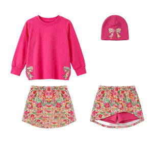 Conjunto de Roupas Esportivas Personalizadas para Crianças Puresun, Moletom com Estampa Floral 100% Algodão, Conjuntos Ativos para Meninas - Product Image 3