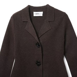 Veste de costume ajustée en maille marron pour femme, deux boutons, ornée de bijoux, couleur café, taille SML, style fashionista urbain - Product Image 2