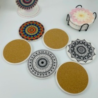 Sous-plat en céramique écologique de 8 pouces avec impression UV mate OEM, support en liège résistant à la chaleur, tapis de protection pour casseroles chaudes, personnalisable pour table de cuisine
