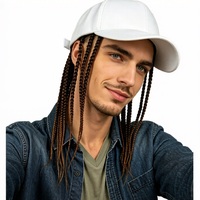 Casquette de baseball pour homme avec perruque intégrée, longues dreadlocks fines, semi-faites à la main, 2 couleurs, 1 pièce
