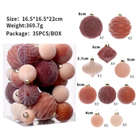 SHUANGYUAN en stock – Lot de boules de Noël incassables en velours rouge – Boules floquées de tailles variées en boîte PVC – Vente chaude