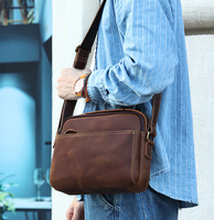 Sac à bandoulière horizontal vintage en cuir véritable pour homme, OEM ODM, grande capacité, sac messager pour le bureau, les affaires et les voyages