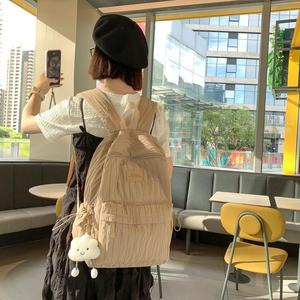 Retour à l'école rides rayure sac à dos coréen Vintage <span class=keywords><strong>Campus</strong></span> doux imperméable classique étudiant cartable sac à dos - Product Image 2