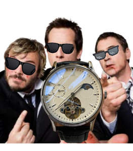 Thương hiệu 3A mặt trăng giai đoạn cơ khí 43mm xem Janpan Gyro tự động thời trang đồng hồ bò da Montre đồng hồ tốt nhất - Product Image 1