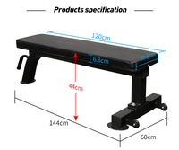 Banc de musculation plat robuste en acier épaissi avec support triangulaire pour stabilité accrue, idéal pour la salle de sport commerciale, entraînement quotidien, noir, 600 kg