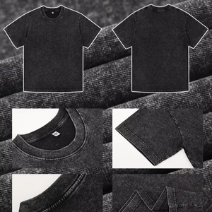 Áo thun nam in logo tùy chỉnh, kiể<span class=keywords><strong>u</strong></span> vintage, giặt acid, chất liệ<span class=keywords><strong>u</strong></span> cotton dày, 100% cotton, áo thun oversized trơn - Product Image 3