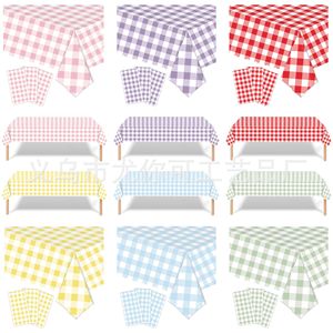 Six Color Checkered Disposable <b>Tablecloth</b> With Napkins For Birthday Party Casual Style <b>Plastic</b> Paper Tableware Set - Product Image 1