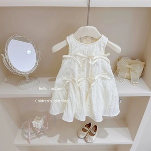 Child Star Circle Korean Style Sleeveless Baby Girl Dress Breathable Solid Color Bow Vest Summer Outfit For Girls - Product Image 4