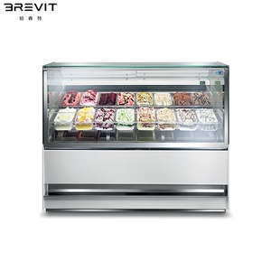Petit réfrigérateur de présentation pour gâteaux et desserts, en verre et acier inoxydable, à température unique, avec refroidissement pour crèmes glacées - Product Image 6
