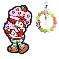 Fabricant de perles focales en silicone sans BPA de qualité alimentaire pour stylos, breloque de personnage de dessin animé doux fraise fille chat