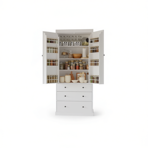 TOPMAX Armadio Dispensa da Cucina Stile Fattoria da 77 Pollici, Autoportante con 3 Ripiani Regolabili e 8 Ante - Product Image 1