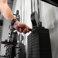 Machine de musculation murale gain de place avec poulie double réglable et pile de poids, idéale pour l'entraînement à domicile