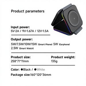 Station de charge rapide multifonction 3-en-1 15W 5V/2A PD 3.0 Chargeur sans fil magnétique Montre intelligente Écouteurs Téléphone portable - Product Image 1