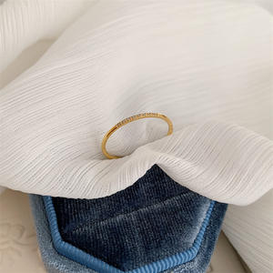 بالجملة مخصص 18K مطلية بالذهب الفولاذ المقاوم للصدأ الحد الأدنى مجوهرات الاصبع تشيكوسلوفاكيا الزركون حجر للتثبيت تمهيد 1 خاتم رقيقة - Product Image 3