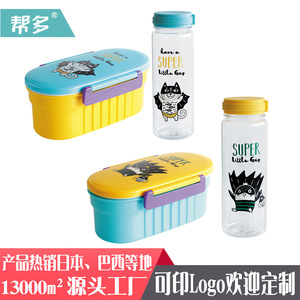 Lonchera Bento de una sola capa, de plástico, con diseño de puntos, de 501-800 ml, apta para microondas, para estudiantes - Product Image 5