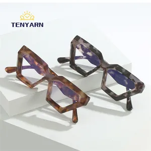 Tenyarnカスタムロゴ女性男性猫目プラスチックアンチブルーライトブロッキング眼鏡メガネ億万長者光学フレームGafas