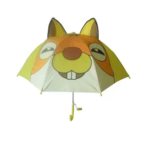 Guarda-chuva RPET Eco-friendly para crianças, logotipo personalizado, alça reta com estampa curva J, guarda-chuva de metal com orelha, desenho animado para crianças