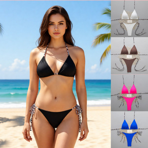 2026 Beach Slingshot Ladies Two <b>Piece</b> String <b>Bikini</b> Set Mikro Triangle for Women Sexy Suit Custom logo Swimsuit Solid Swimwear - Product Image 6
