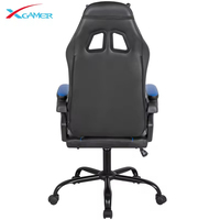 Chaise de jeu ergonomique pivotante de luxe moderne en cuir synthétique avec repose-pieds et structure en acier pour PC Gamer