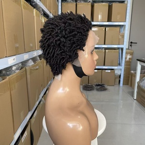 Perruque abordable 13x4 Lace Front <span class=keywords><strong>coupe</strong></span> Pixie, <span class=keywords><strong>cheveux</strong></span> humains brésiliens naturels bouclés Pixie, densité 180%, pré-épilée pour femmes noires - Product Image 3