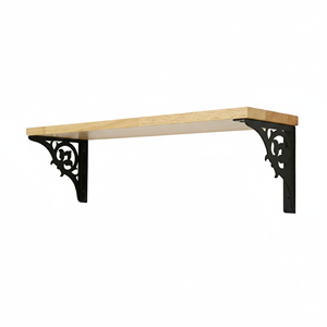 Étagère murale décorative flottante en bois noir, grande, à motif floral, pour le rangement dans le salon, la chambre, la salle de bain et le bureau - Product Image 4