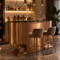 Comptoir de bar commercial de luxe en acier inoxydable pour restaurant et hôtel